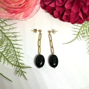NEW⚜️Onyx Gemstone Chain Drop Earrings